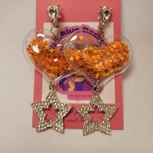 Orange heart shaker earrings